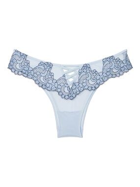 Victoria's Secret Boho Floral Embroidery Brazilian Panty Blue